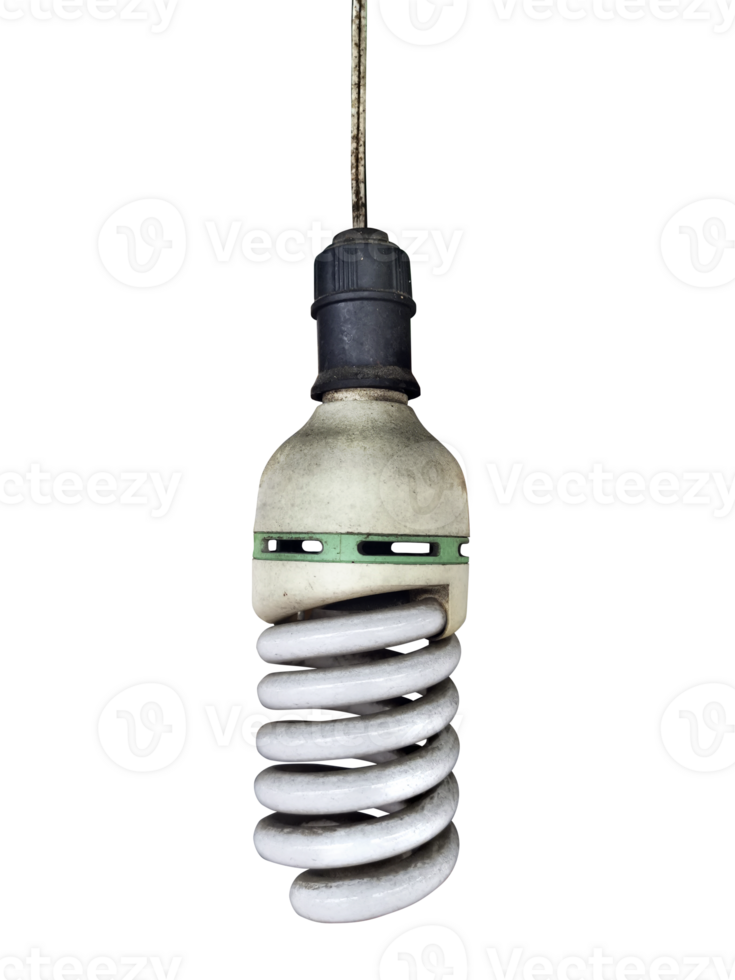 Old technology and wasting electricity, burned out light bulb, transparent background png