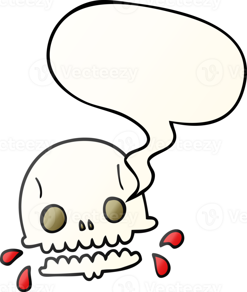 cartoon spooky skull with speech bubble in smooth gradient style png