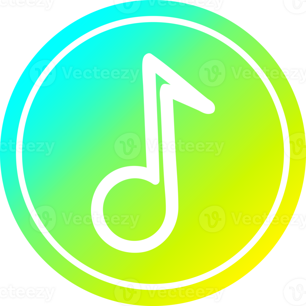 musical note circular icon with cool gradient finish png