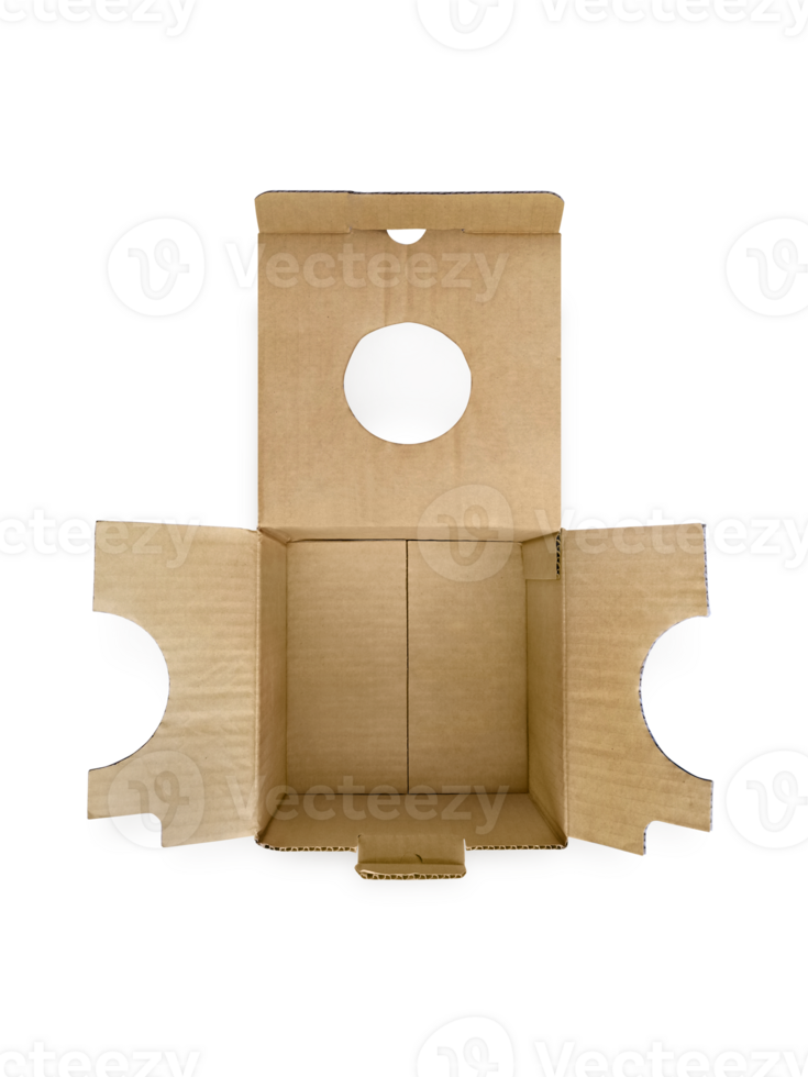 Open Empty Cardboard Box, transparent background png