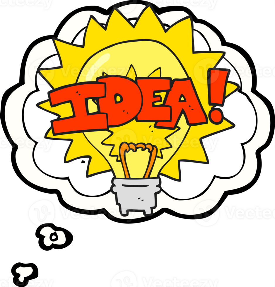hand drawn thought bubble cartoon idea light bulb symbol png