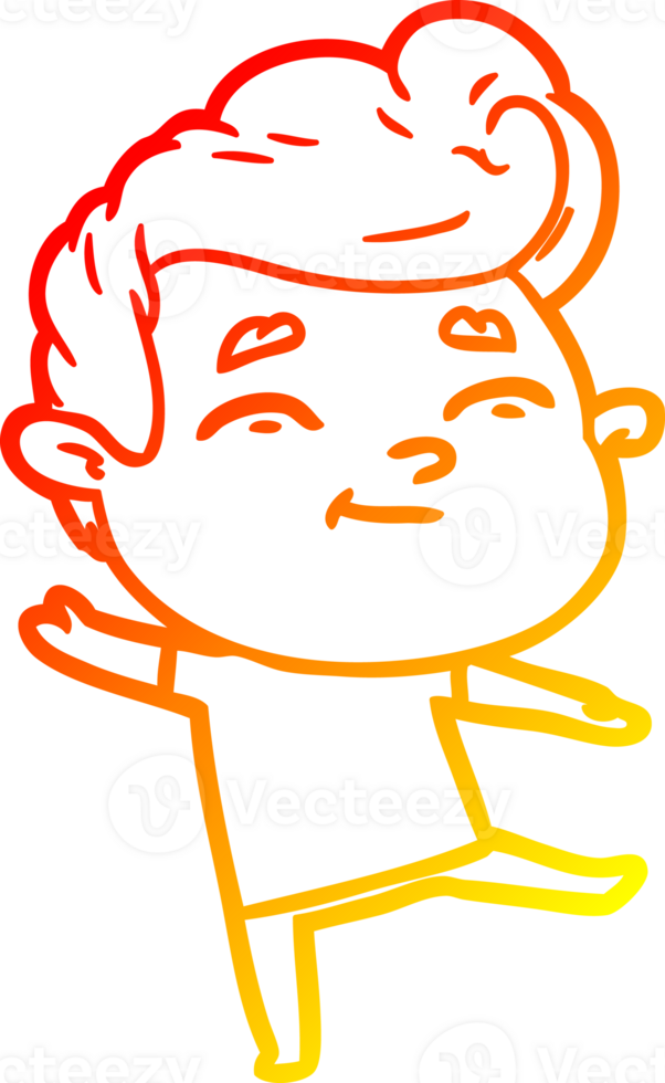 warm gradient line drawing of a happy cartoon man png