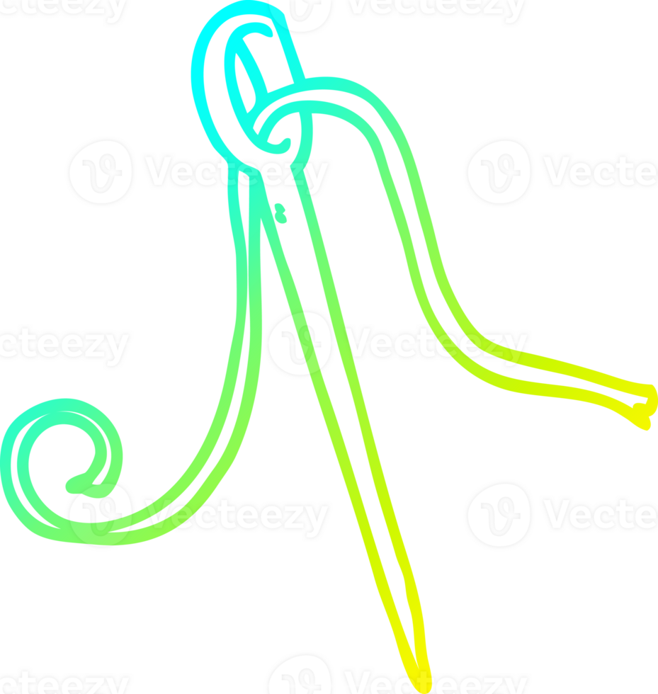 cold gradient line drawing of a cartoon needle and thread png