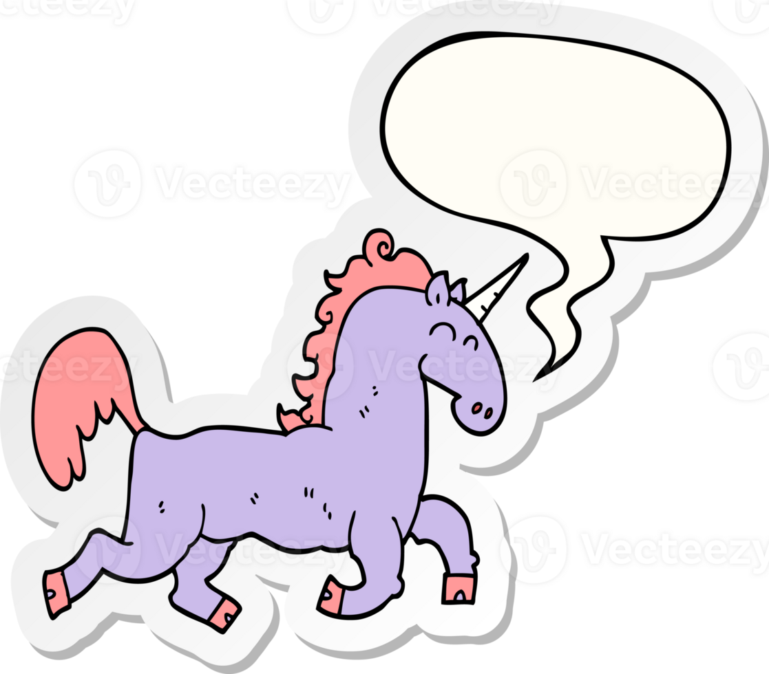 cartoon unicorn with speech bubble sticker png