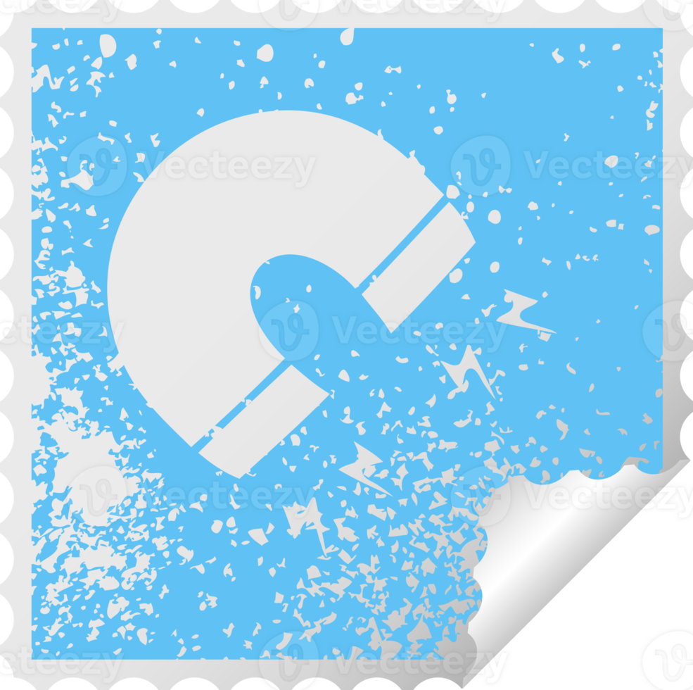 distressed square peeling sticker symbol of a magnet png