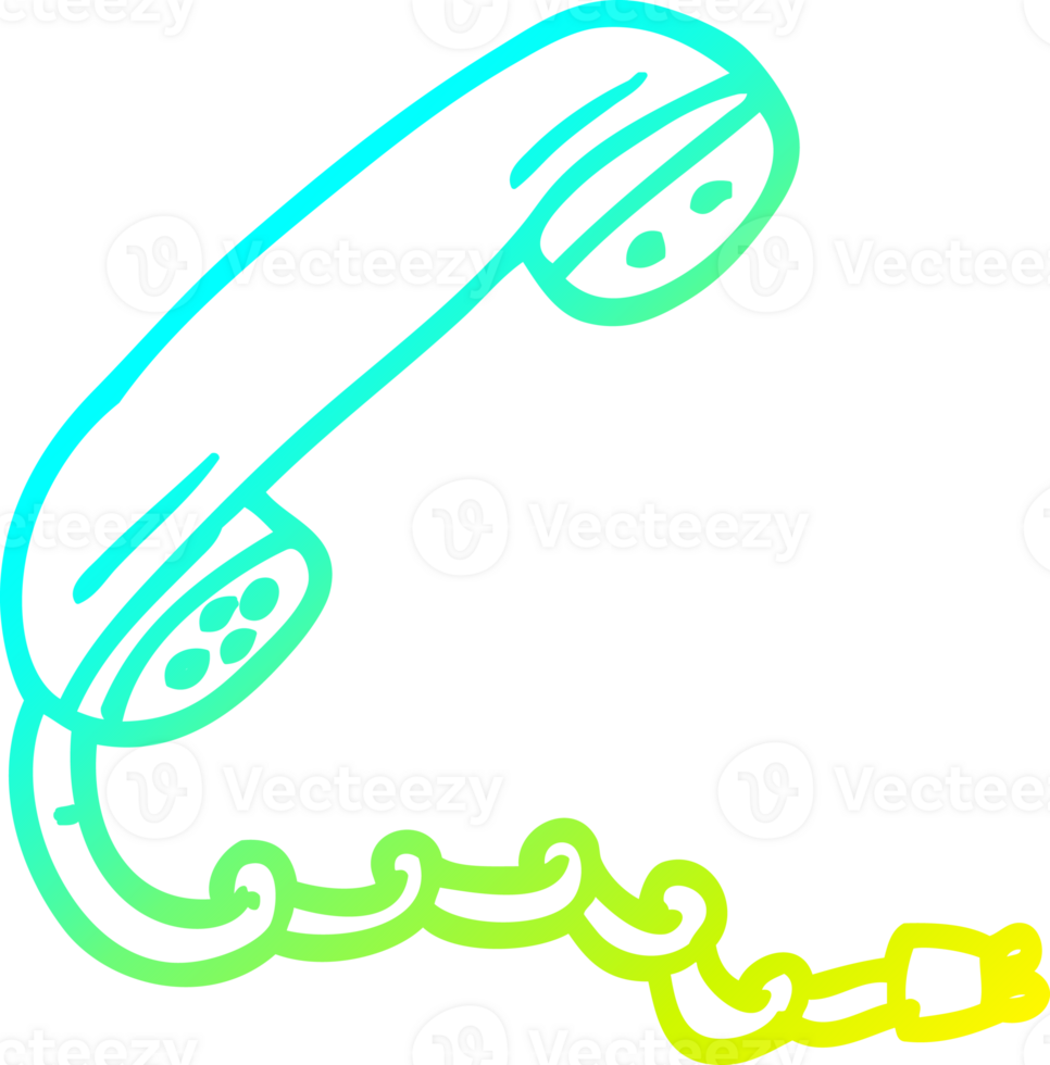 cold gradient line drawing of a cartoon telephone handset png