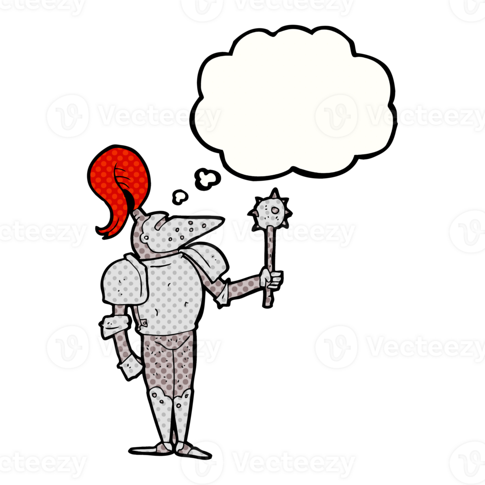 hand drawn thought bubble cartoon medieval knight png