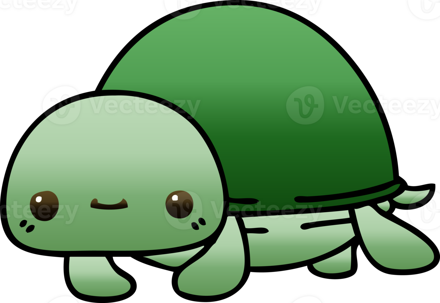 gradient shaded quirky cartoon turtle png