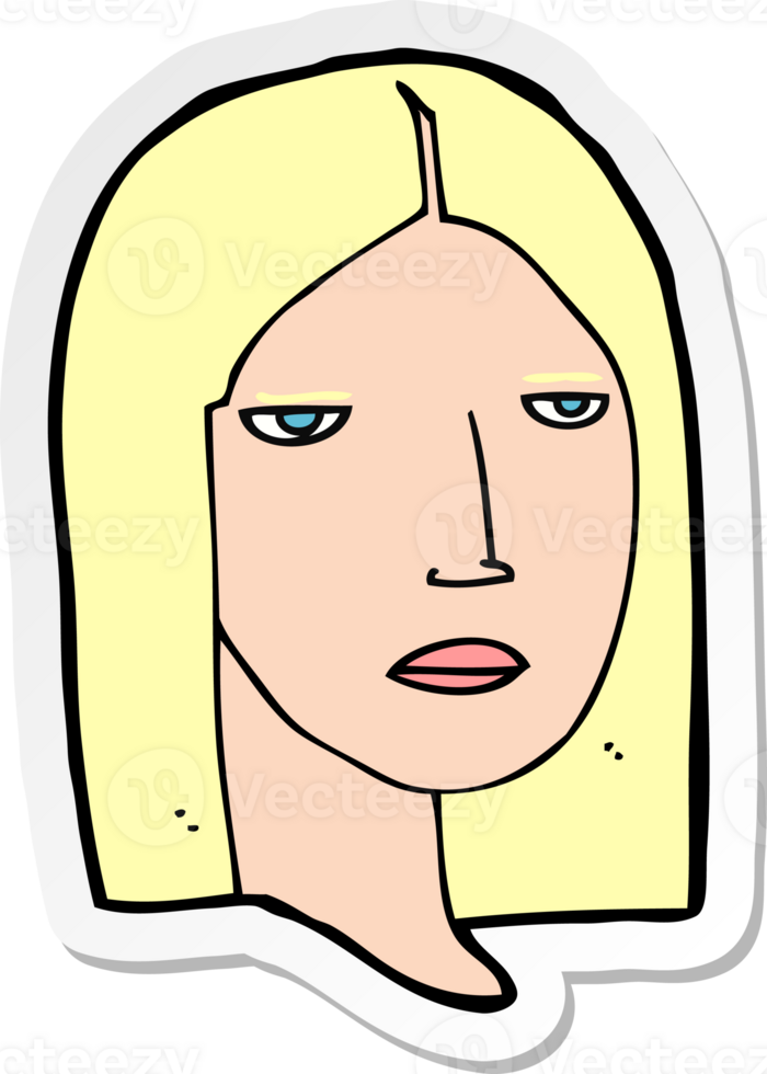 sticker of a cartoon serious woman png