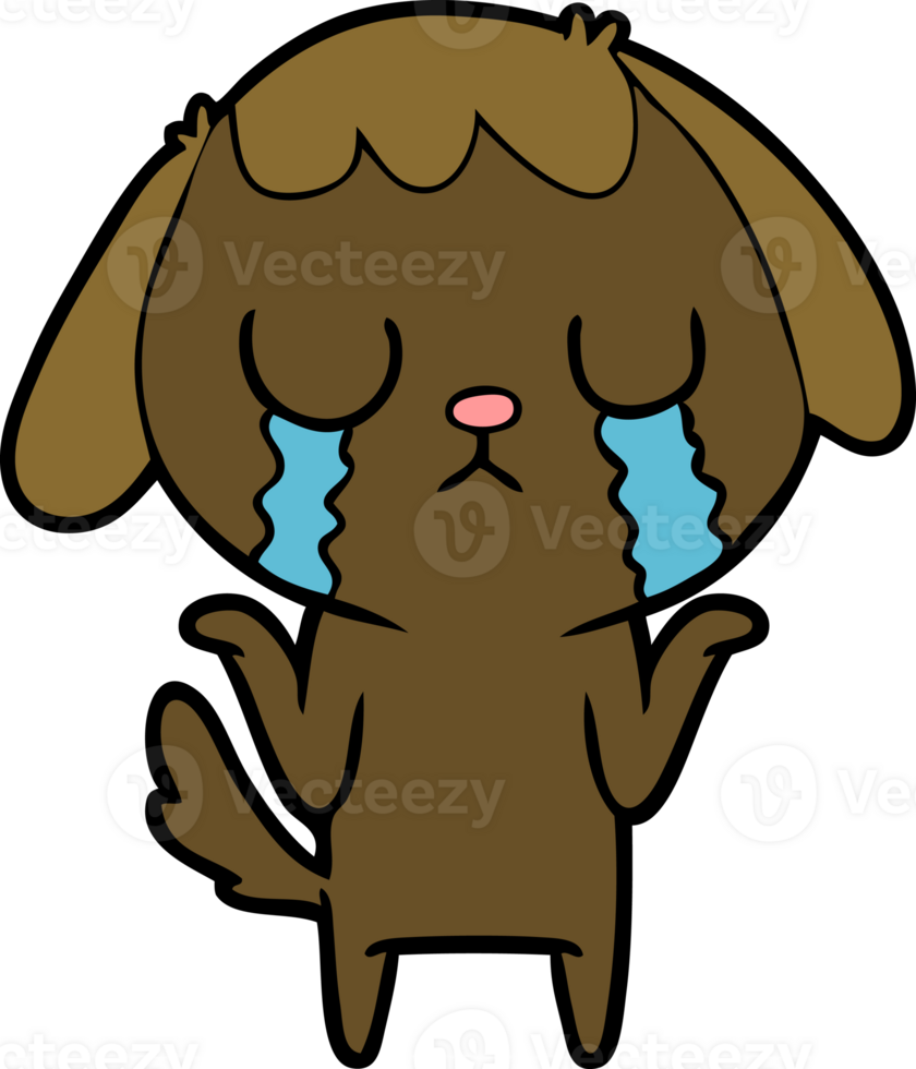 cute cartoon dog crying png