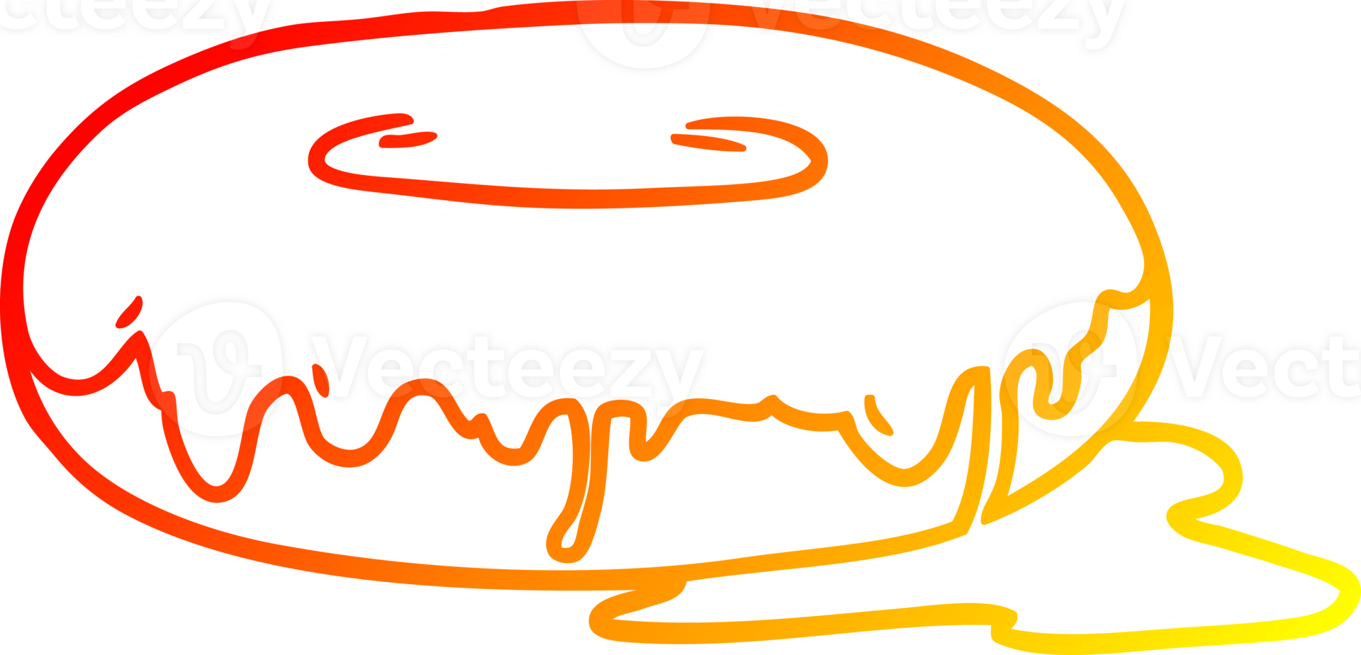 warm gradient line drawing of a Cartoon donut png