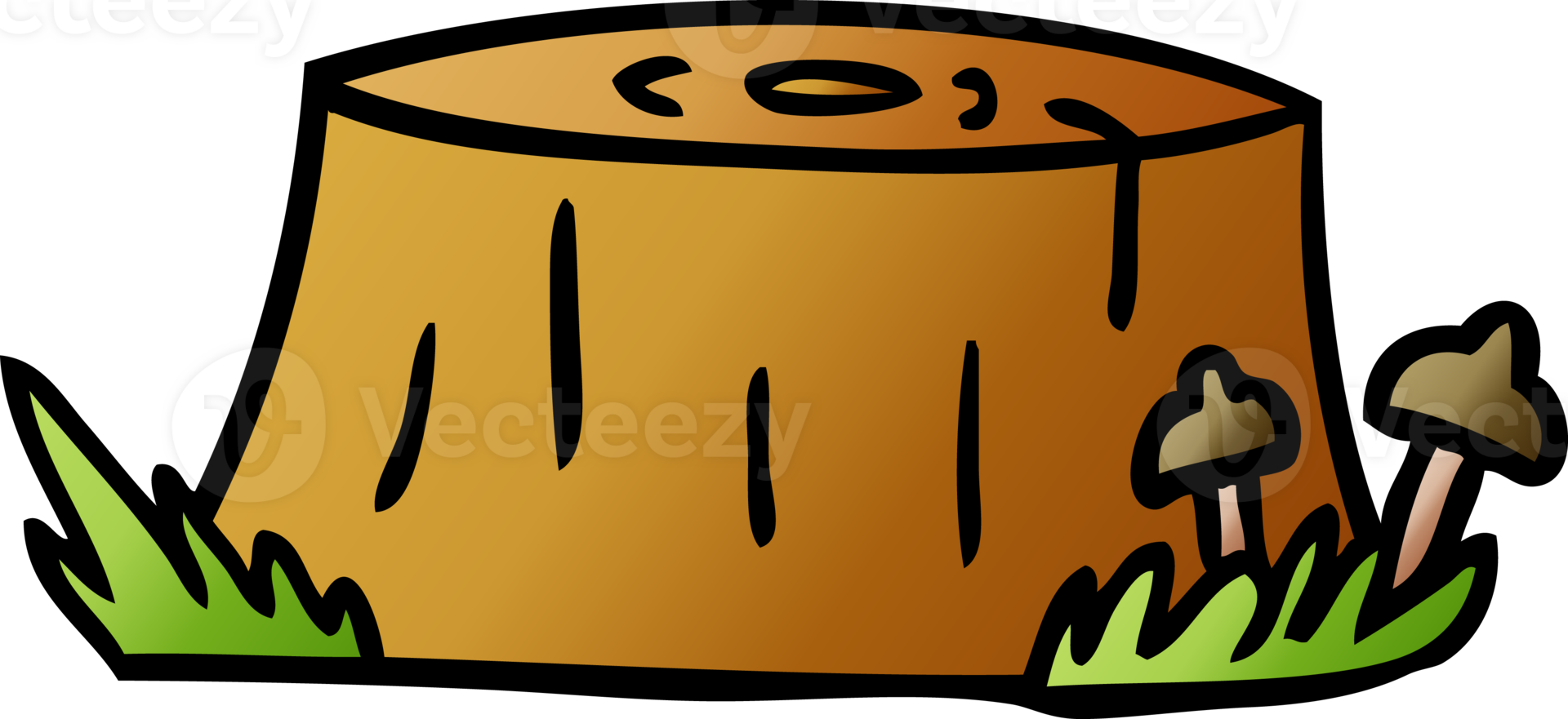 hand drawn gradient cartoon doodle of a tree log png