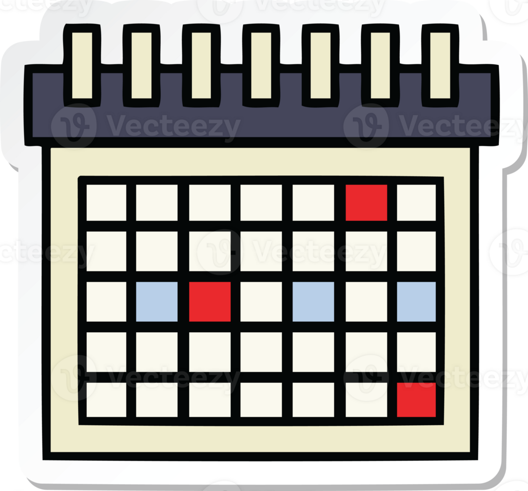 sticker of a cute cartoon work calendar png