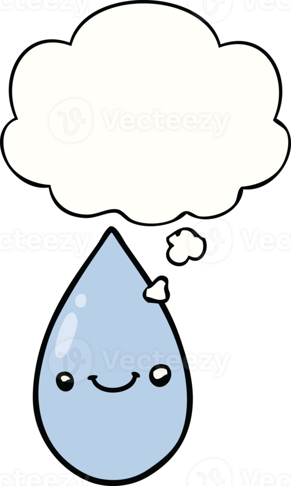 cartoon cute raindrop with thought bubble png