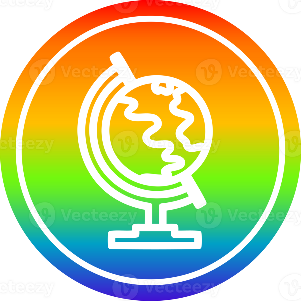 globo mapa circular icono con arco iris degradado terminar png