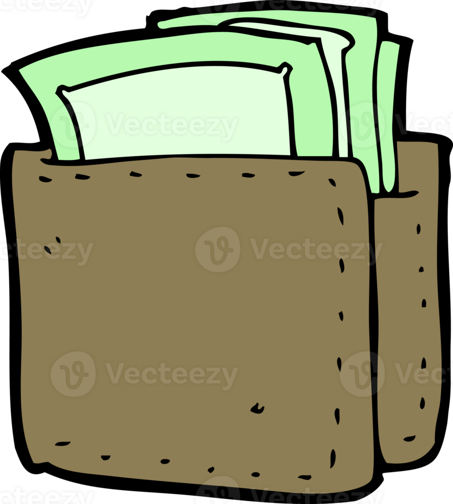 cartoon wallet full of cash png