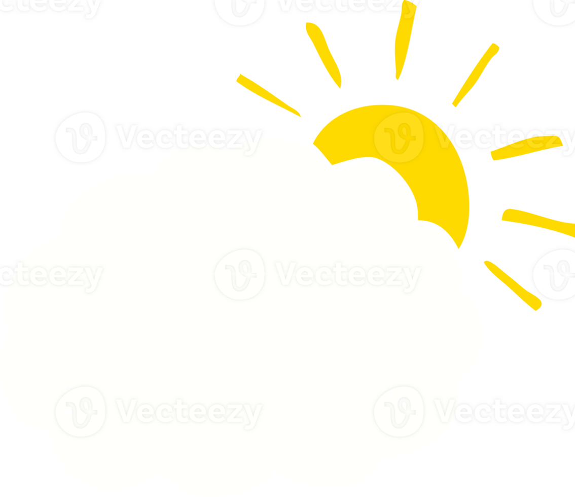 flat color style cartoon sun and cloud symbol png