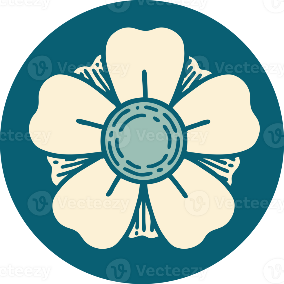 iconic tattoo style image of a flower png
