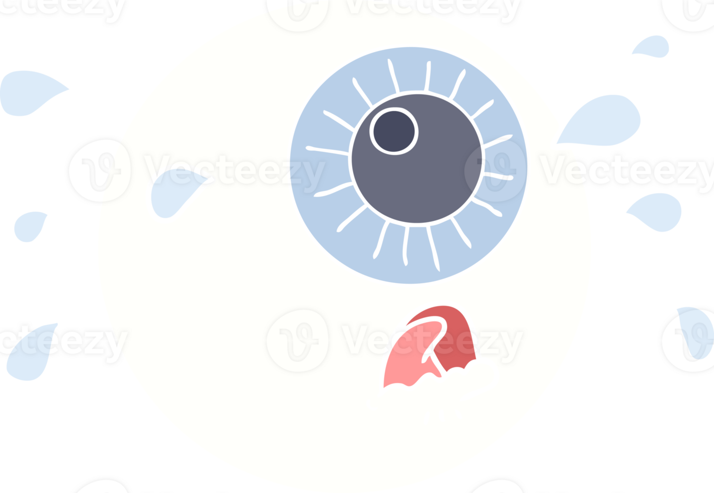 flat color style cartoon eyeball crying png