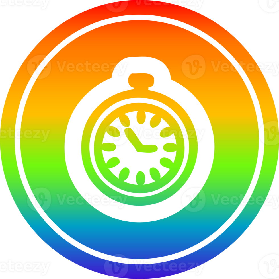 stop watch circular icon with rainbow gradient finish png