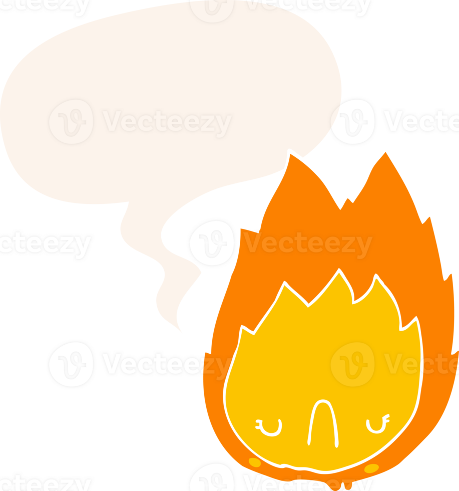 cartoon unhappy flame with speech bubble in retro style png