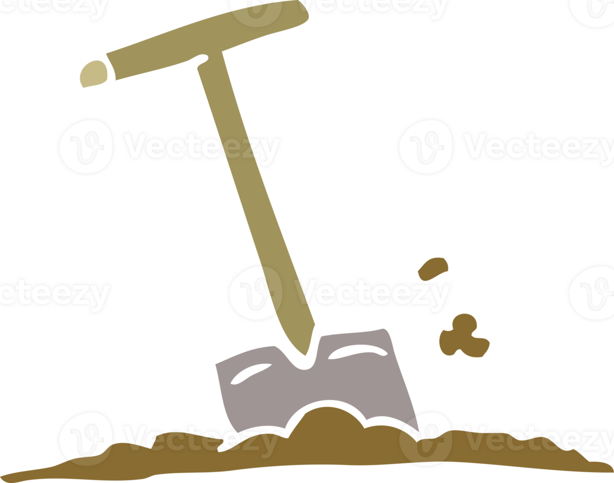 cartoon doodle shovel in dirt png