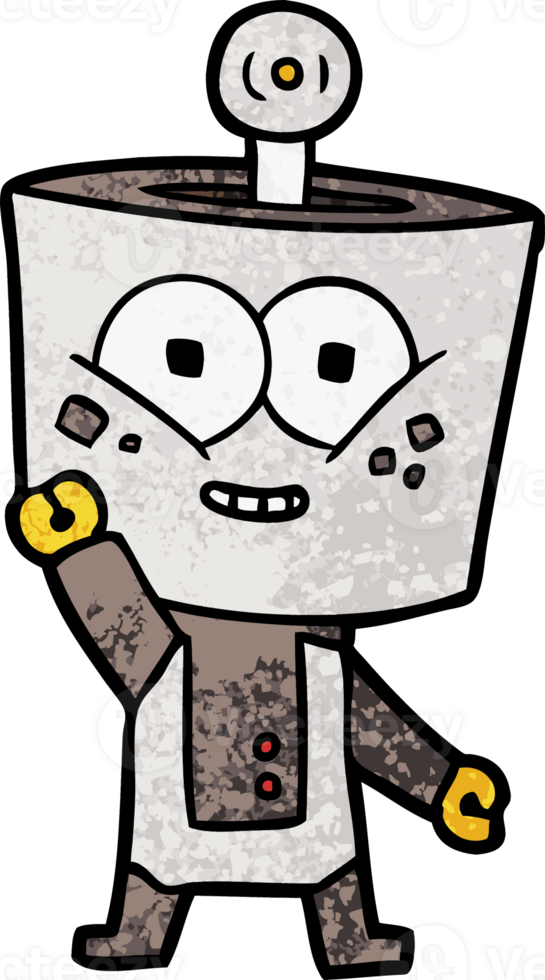happy cartoon robot waving hello png