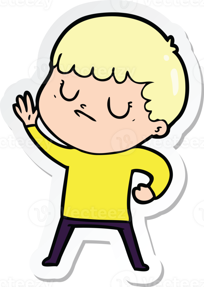 sticker of a cartoon grumpy boy png