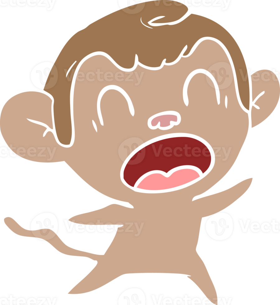 shouting flat color style cartoon monkey png