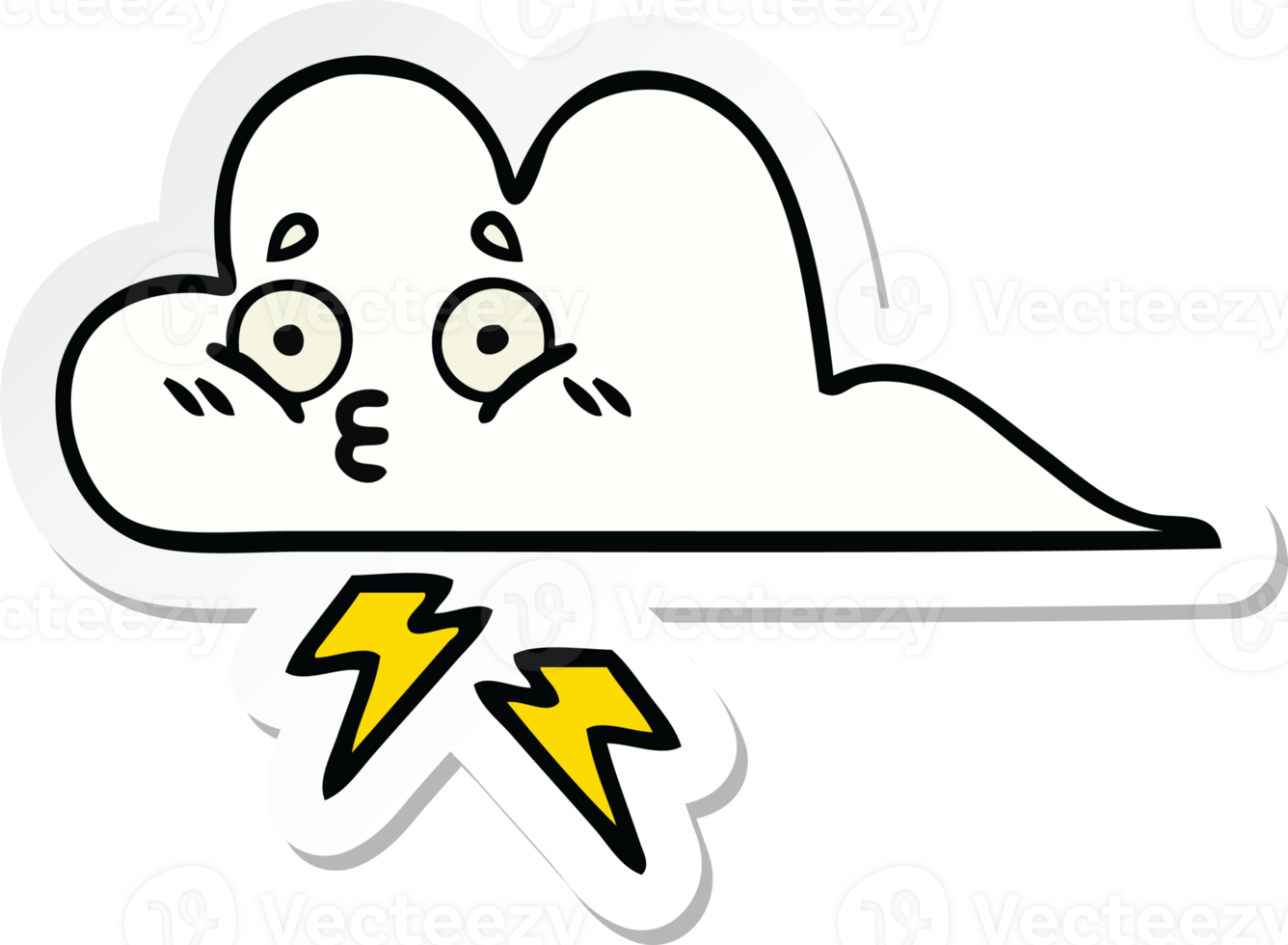 sticker of a cute cartoon thunder cloud png