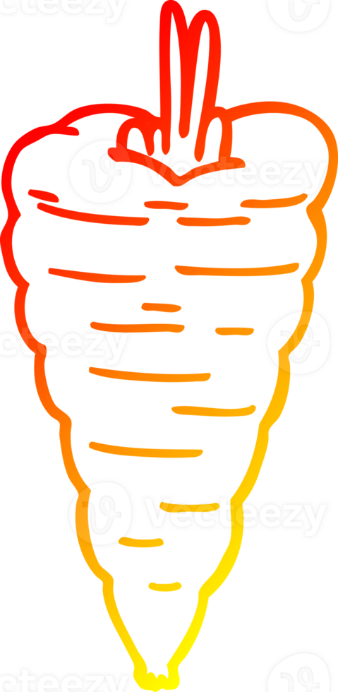 warm gradient line drawing of a cartoon carrot png
