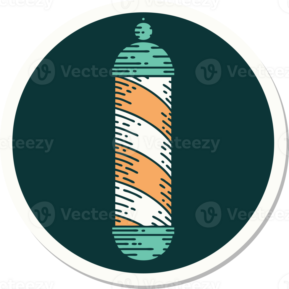 sticker of tattoo in traditional style of a barbers pole png