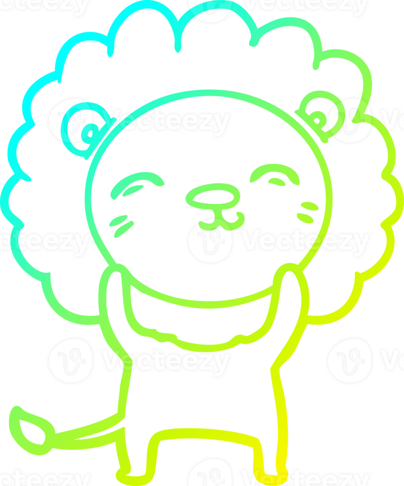 cold gradient line drawing of a cartoon lion png
