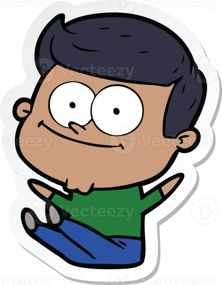 sticker of a cartoon happy man png
