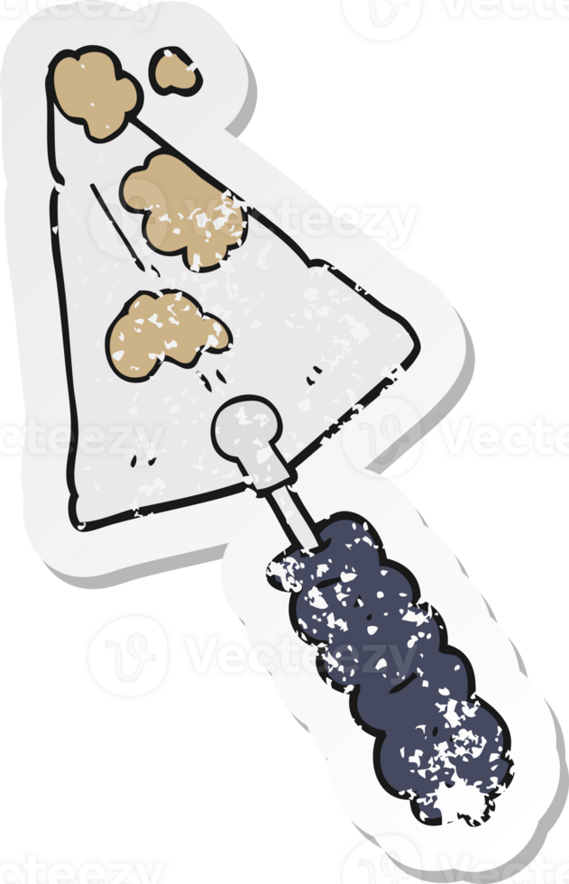 retro distressed sticker of a cartoon trowel png