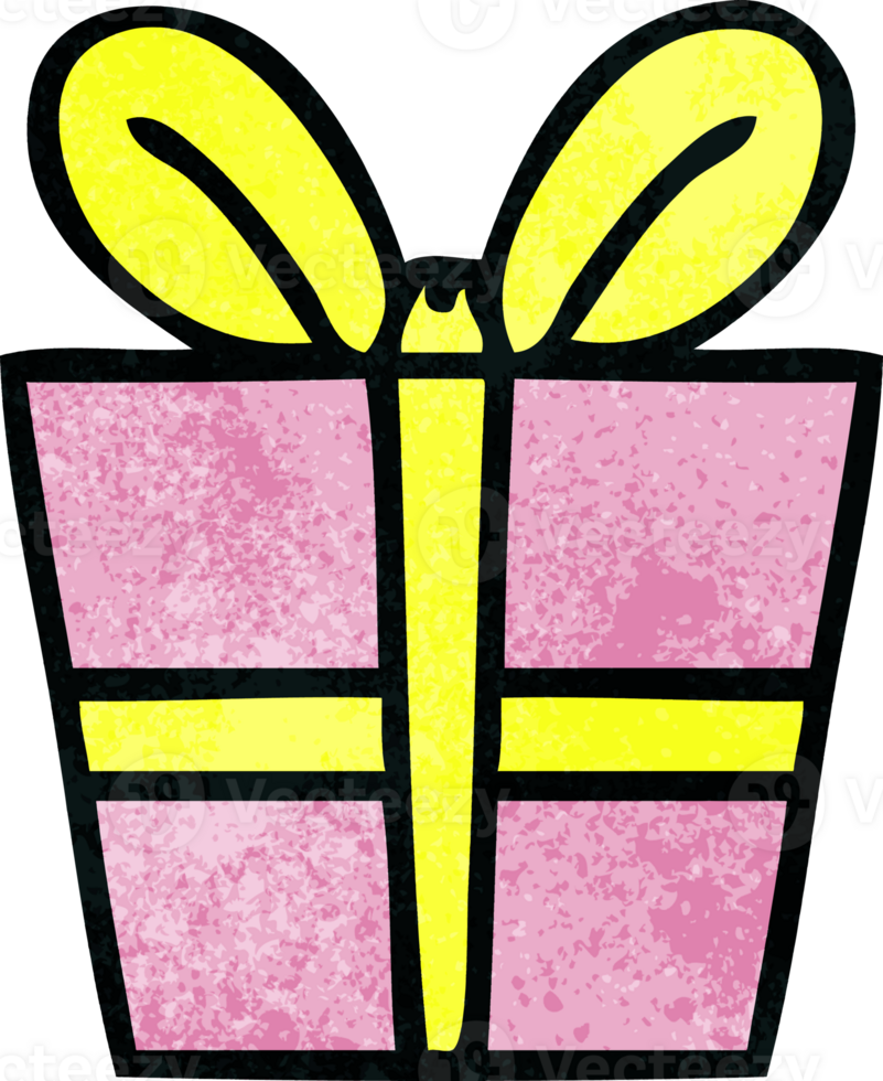 hand drawn quirky cartoon present png