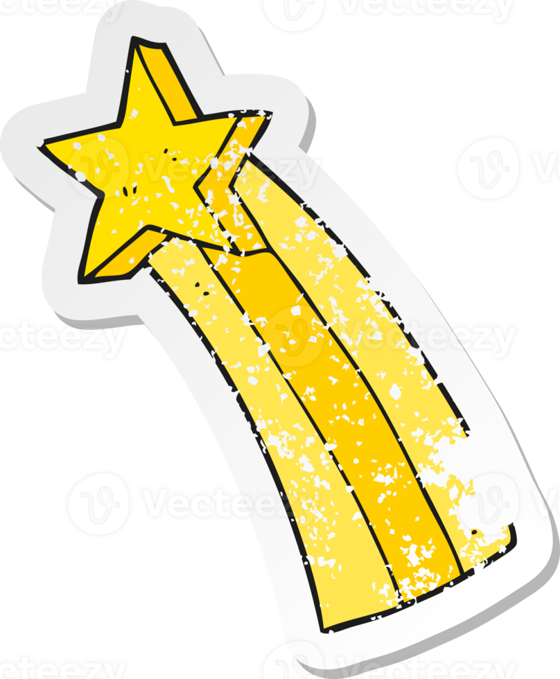 retro distressed sticker of a cartoon shooting star png