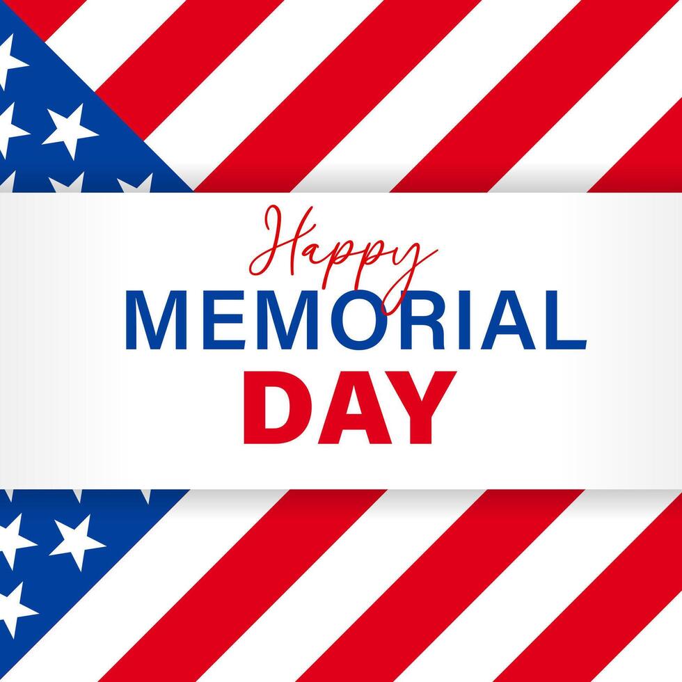 Happy Memorial Day poster. US flag creative frame vector
