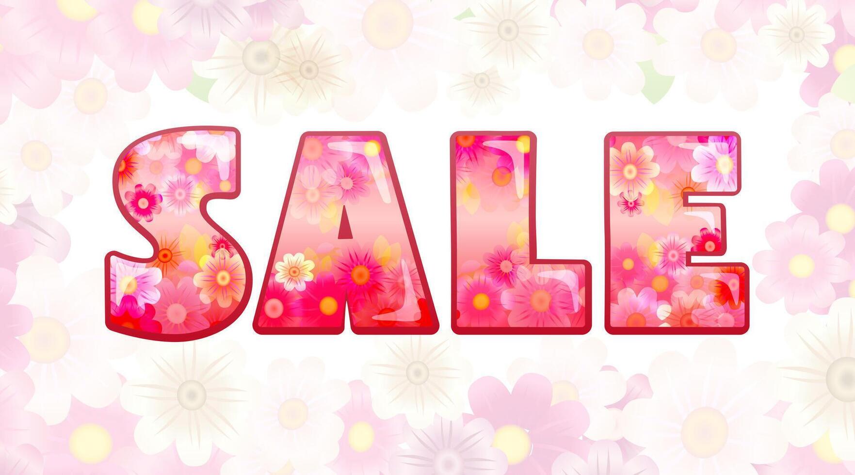 Sale coupon, floral design. Decorative pink banner. Gift card template with 3D flowers. Cute frame or border with clipping mask. Outdoor advertising concept. Spring or summer holiday background. vector