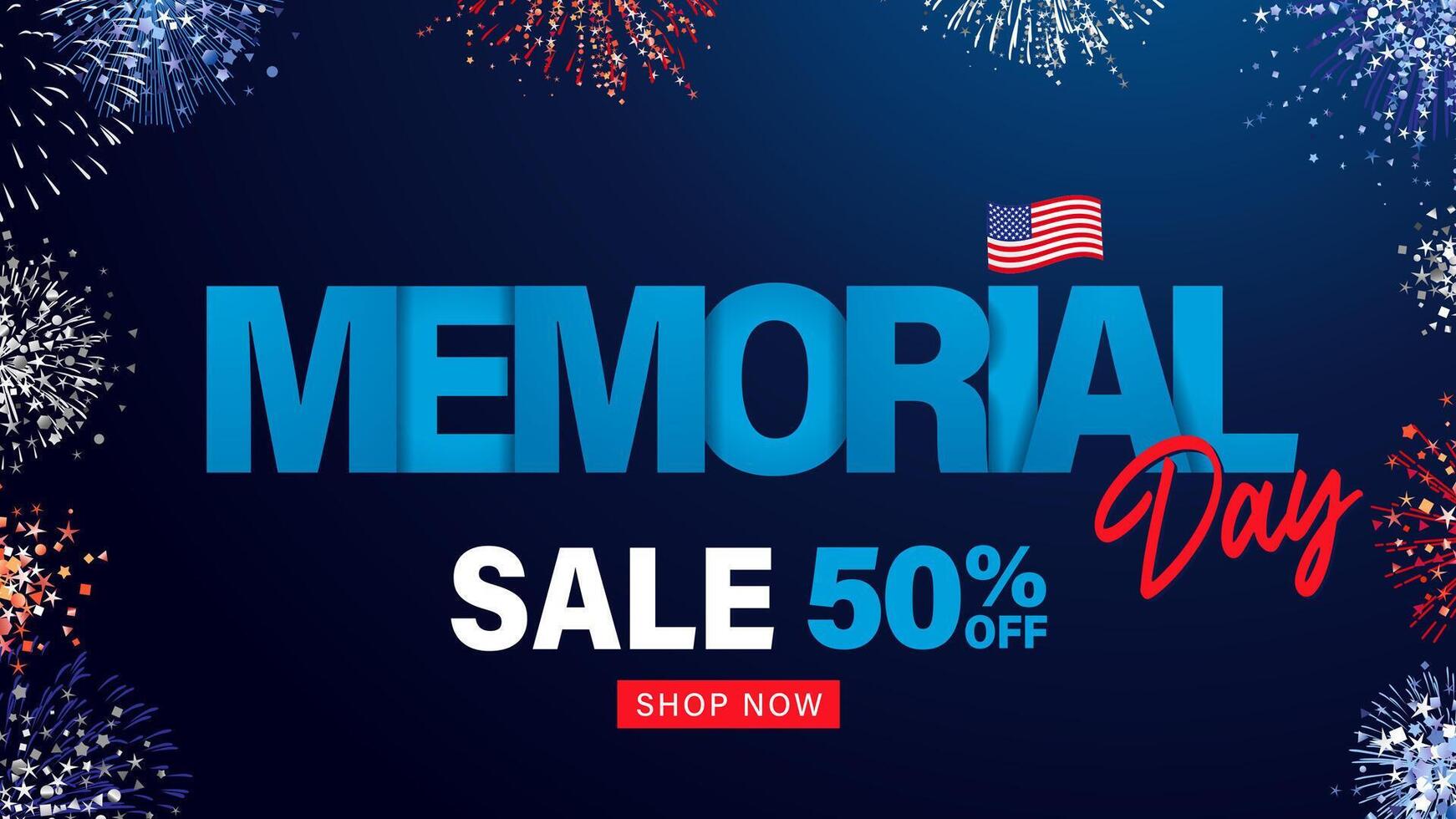 Memorial Day special offer creative card with 3D elements vector