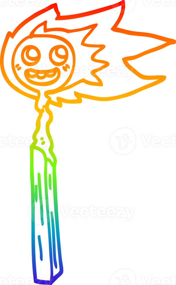 rainbow gradient line drawing of a cartoon match png
