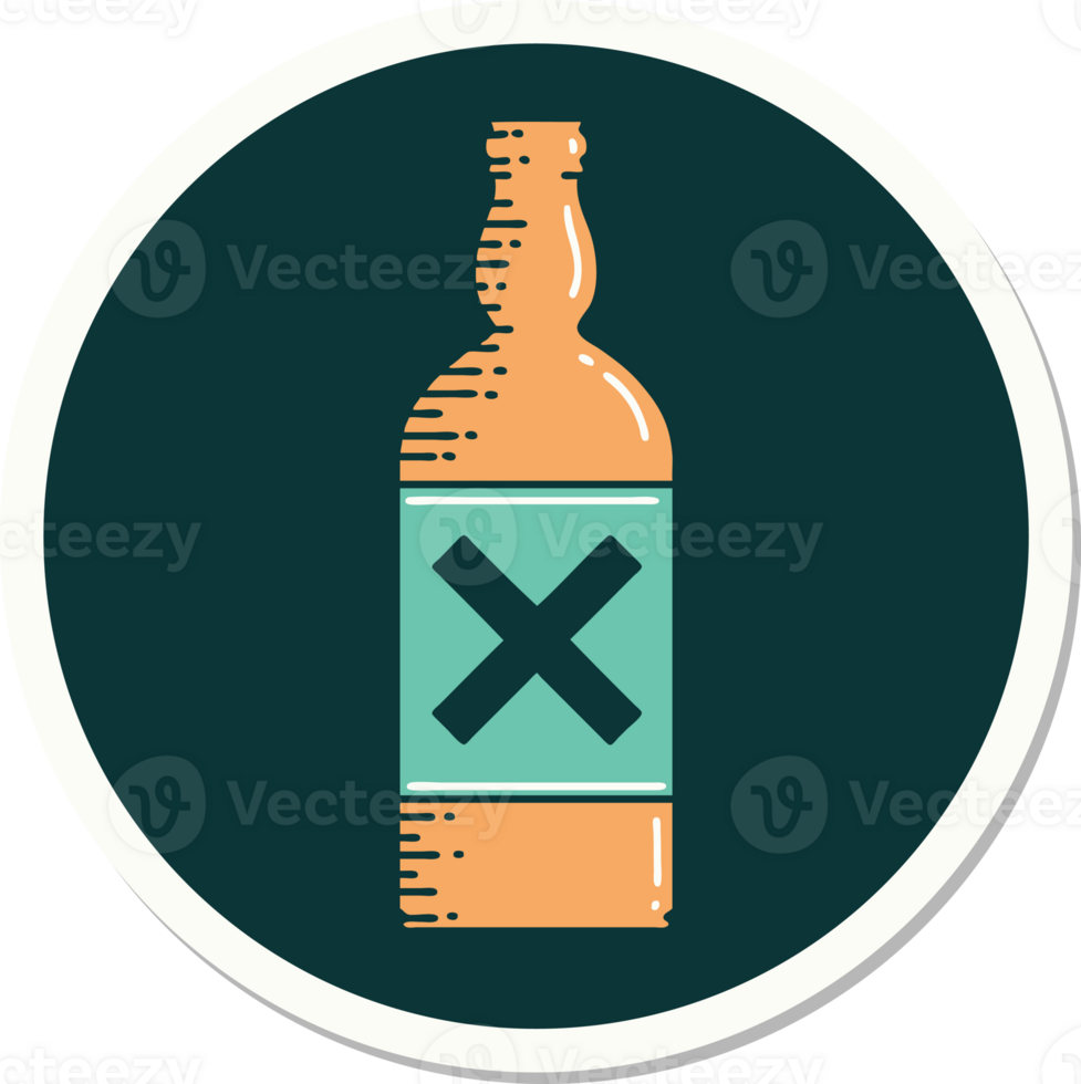 sticker of tattoo in traditional style of a bottle png