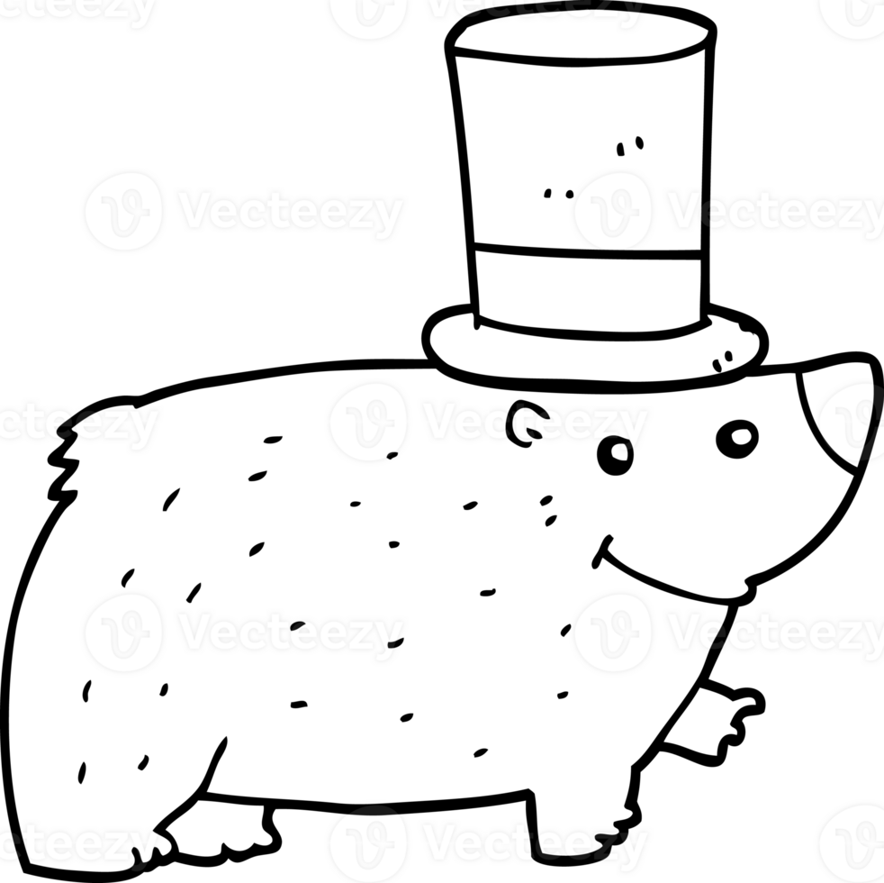 cartoon bear wearing top hat png