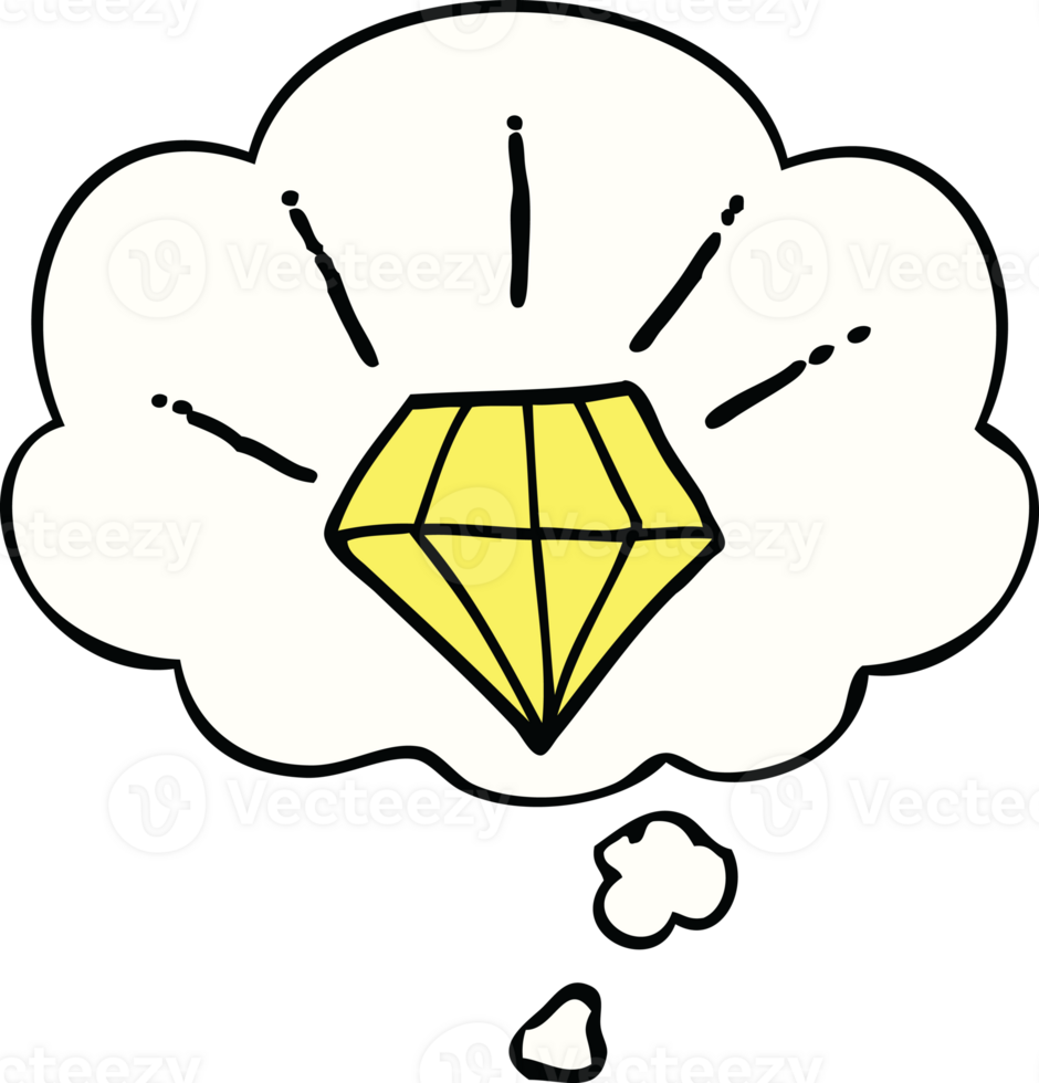 cartoon tattoo diamond with thought bubble png