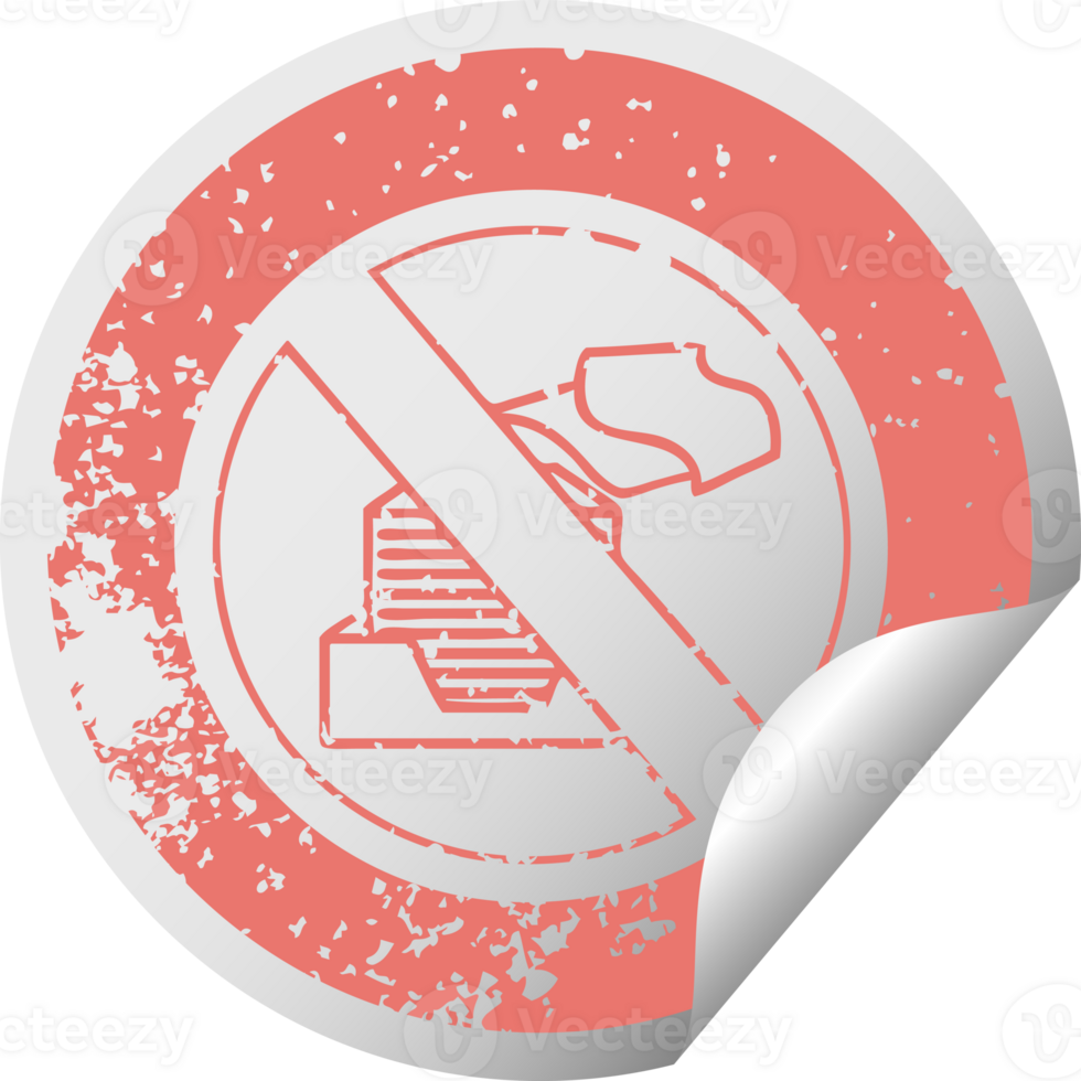 distressed circular peeling sticker symbol of a paperless office symbol png