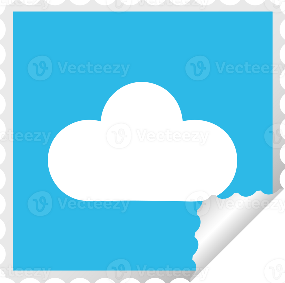 square peeling sticker cartoon of a white cloud png
