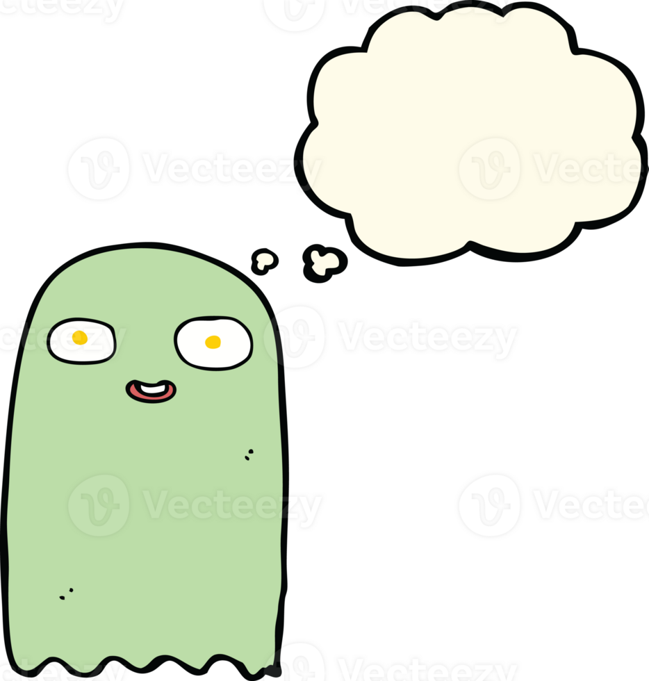 funny cartoon ghost with thought bubble png