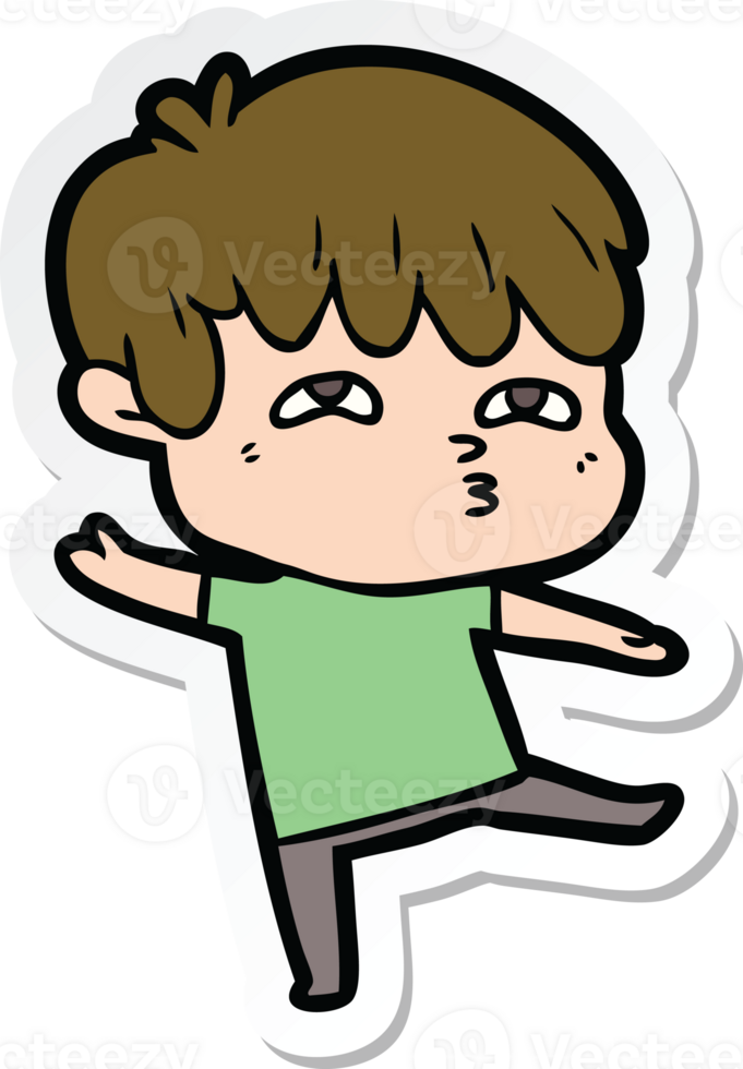 sticker of a cartoon curious man png