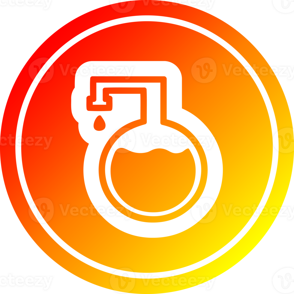 chemical vial circular icon with warm gradient finish png