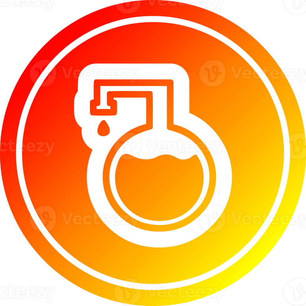 kemisk injektionsflaska cirkulär ikon med värma lutning Avsluta png